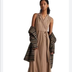 Anthropologie Porridge Brown Sleeveless Wrap Dress